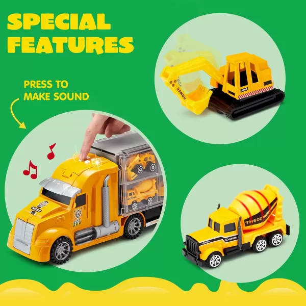 JOYIN 25 in 1 Green Military Big Truck Toys Army Men Tanks Set with Soldier Men Mini Battle Car Toy in Carrier Truck with Lights and Sounds Gifts for Toddler Kids Boys Ages 3Construction Truck