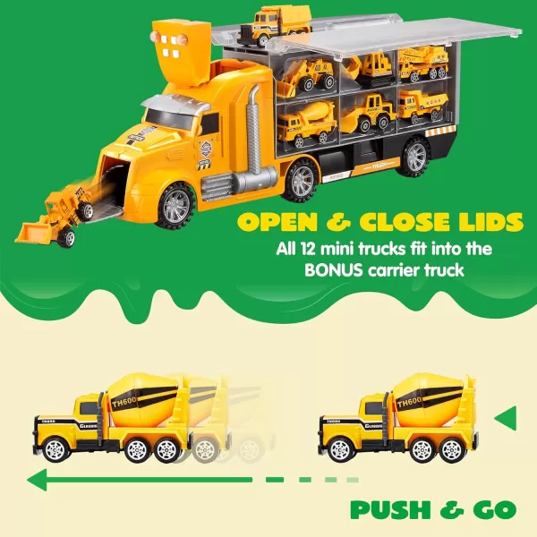 JOYIN 25 in 1 Green Military Big Truck Toys Army Men Tanks Set with Soldier Men Mini Battle Car Toy in Carrier Truck with Lights and Sounds Gifts for Toddler Kids Boys Ages 3Construction Truck