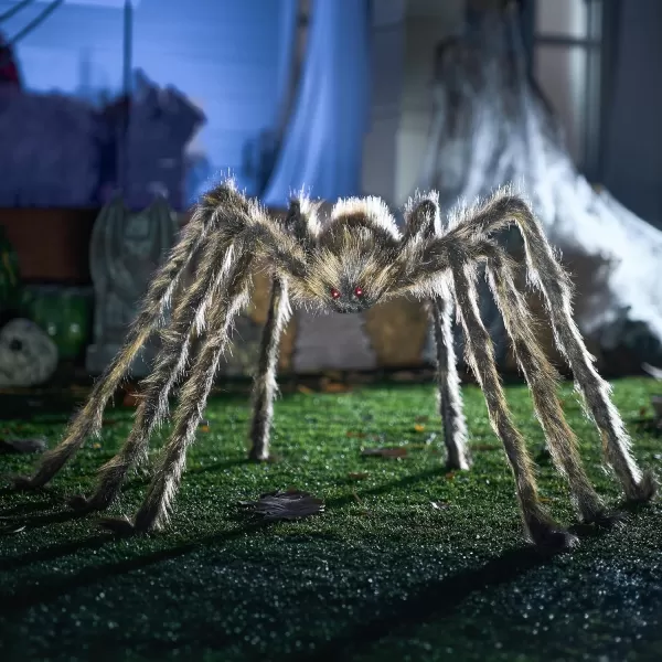 JOYIN 5 Ft Halloween Outdoor Decorations Giant Spider Large Hairy Spider Halloween Decor Outside Huge Fake Spider Props for Yard Lawn Haunted Houses Decoration BrownBrown