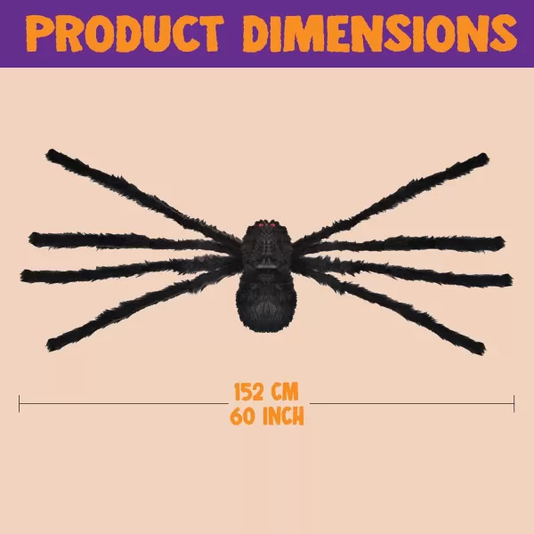 JOYIN 5 Ft Halloween Outdoor Decorations Giant Spider Large Hairy Spider Halloween Decor Outside Huge Fake Spider Props for Yard Lawn Haunted Houses Decoration BrownBlack