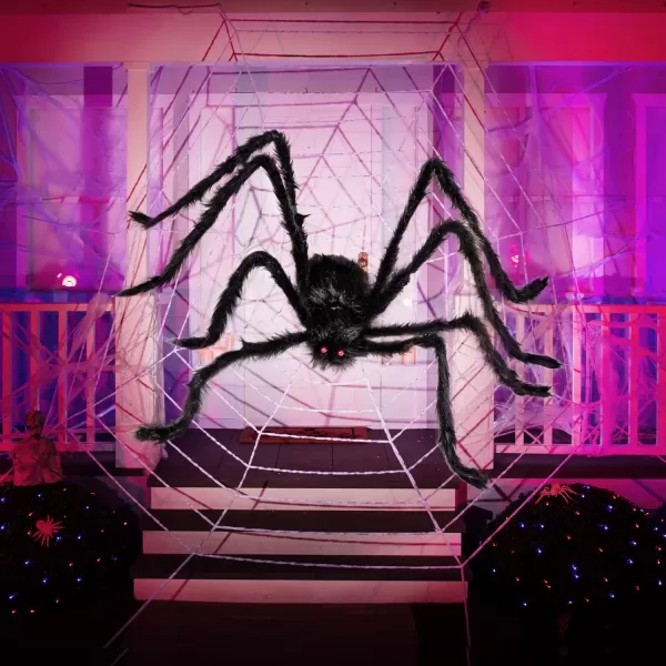 JOYIN 5 Ft Halloween Outdoor Decorations Giant Spider Large Hairy Spider Halloween Decor Outside Huge Fake Spider Props for Yard Lawn Haunted Houses Decoration BrownBlack