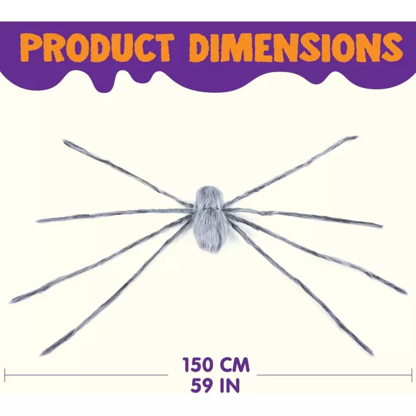 JOYIN 5 Ft Halloween Outdoor Decorations Giant Spider Large Hairy Spider Halloween Decor Outside Huge Fake Spider Props for Yard Lawn Haunted Houses Decoration BrownGray