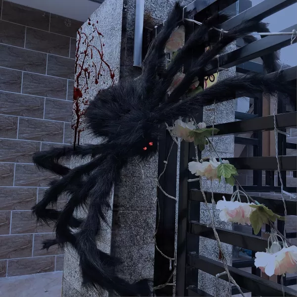 JOYIN 5 Ft Halloween Outdoor Decorations Giant Spider Large Hairy Spider Halloween Decor Outside Huge Fake Spider Props for Yard Lawn Haunted Houses Decoration BrownBlack