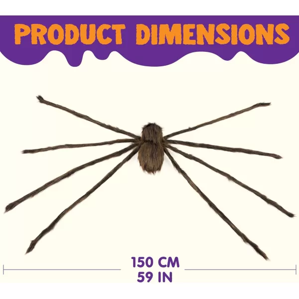 JOYIN 5 Ft Halloween Outdoor Decorations Giant Spider Large Hairy Spider Halloween Decor Outside Huge Fake Spider Props for Yard Lawn Haunted Houses Decoration BrownBrown
