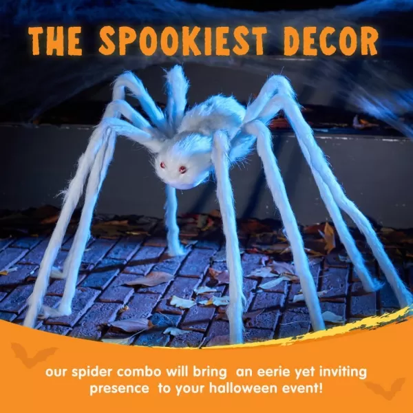 JOYIN 5 Ft Halloween Outdoor Decorations Giant Spider Large Hairy Spider Halloween Decor Outside Huge Fake Spider Props for Yard Lawn Haunted Houses Decoration BrownWhite