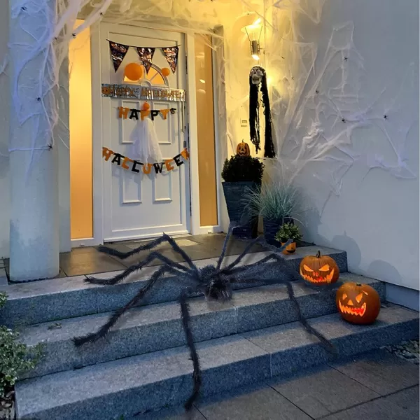 JOYIN 5 Ft Halloween Outdoor Decorations Giant Spider Large Hairy Spider Halloween Decor Outside Huge Fake Spider Props for Yard Lawn Haunted Houses Decoration BrownBlack