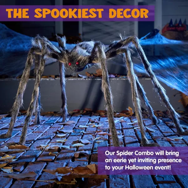 JOYIN 5 Ft Halloween Outdoor Decorations Giant Spider Large Hairy Spider Halloween Decor Outside Huge Fake Spider Props for Yard Lawn Haunted Houses Decoration BrownBrown