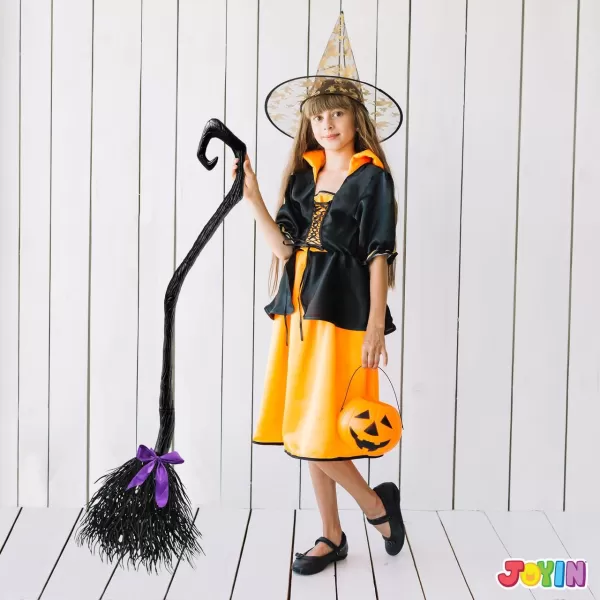 JOYIN 55 Witch Broom with Ribbons for Kids Halloween Witches Broomstick Costume Parties Photo Booth Accessory Halloween Decorations