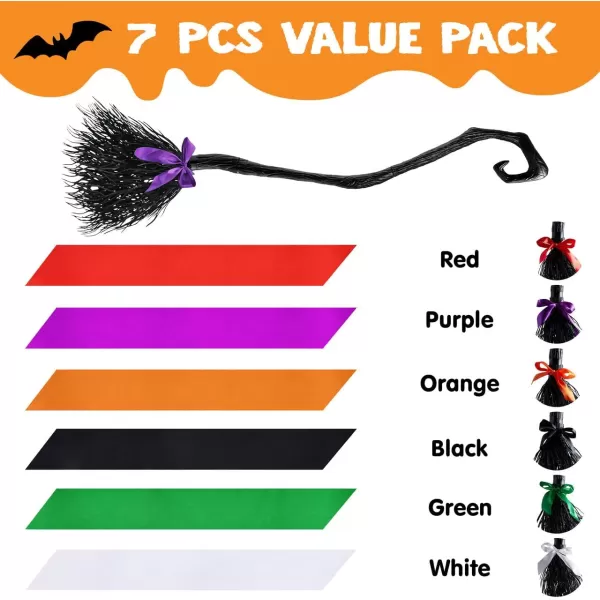 JOYIN 55 Witch Broom with Ribbons for Kids Halloween Witches Broomstick Costume Parties Photo Booth Accessory Halloween Decorations