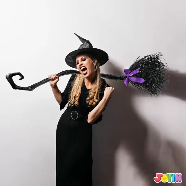 JOYIN 55 Witch Broom with Ribbons for Kids Halloween Witches Broomstick Costume Parties Photo Booth Accessory Halloween Decorations