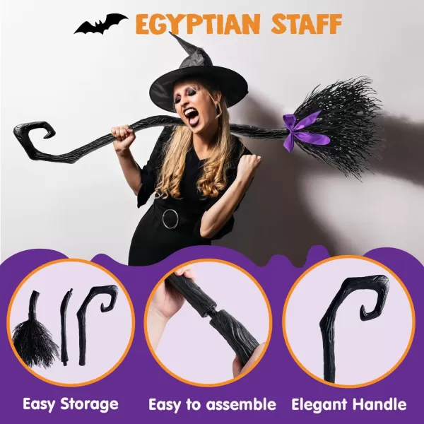 JOYIN 55 Witch Broom with Ribbons for Kids Halloween Witches Broomstick Costume Parties Photo Booth Accessory Halloween Decorations