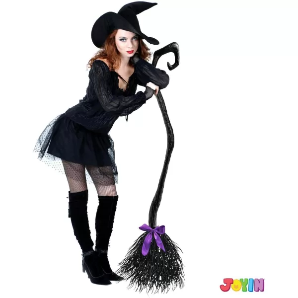 JOYIN 55 Witch Broom with Ribbons for Kids Halloween Witches Broomstick Costume Parties Photo Booth Accessory Halloween Decorations