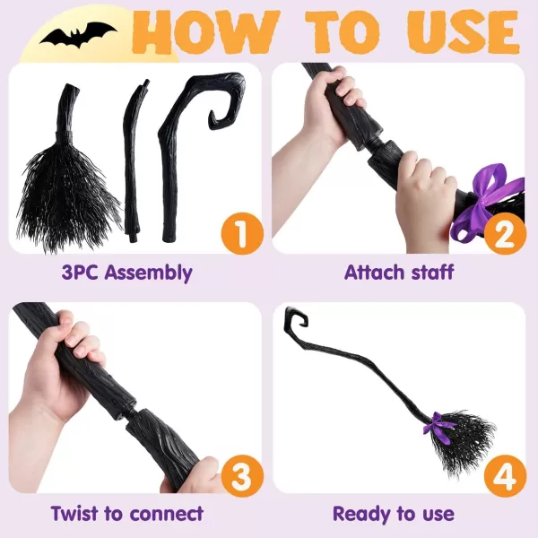 JOYIN 55 Witch Broom with Ribbons for Kids Halloween Witches Broomstick Costume Parties Photo Booth Accessory Halloween Decorations