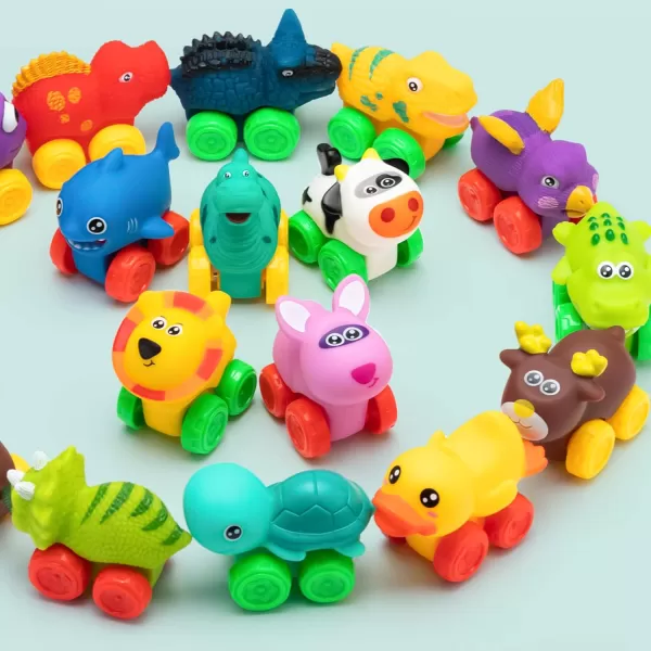 JOYIN Animal Cars Soft Rubber Car Set Toy Baby Mini Toy Vehicles Bath Toy Car for Boys and Girls Babies Christmas Birthday Gift Summer Beach and Pool Activity Party Favors for KidsAnimals