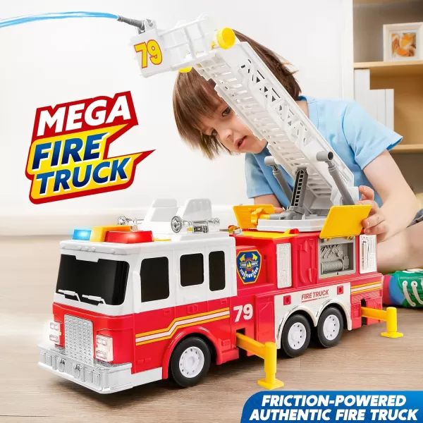 JOYIN Extra Large 33inch Ladder Fire Truck Toy for Kids 3  Lights Sirens Hose Pump