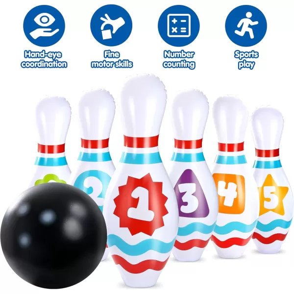 JOYIN Giant Inflatable Bowling Set for Kids and Adults Christmas Birthday Party Games Kids Education Motor Skills ToysEducational Bowling