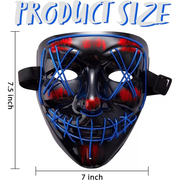 JOYIN Halloween Led Mask Light Up Scary Mask and Gloves for Cosplay Costume purple ampamp Green Glow in The Dark MaskBlue
