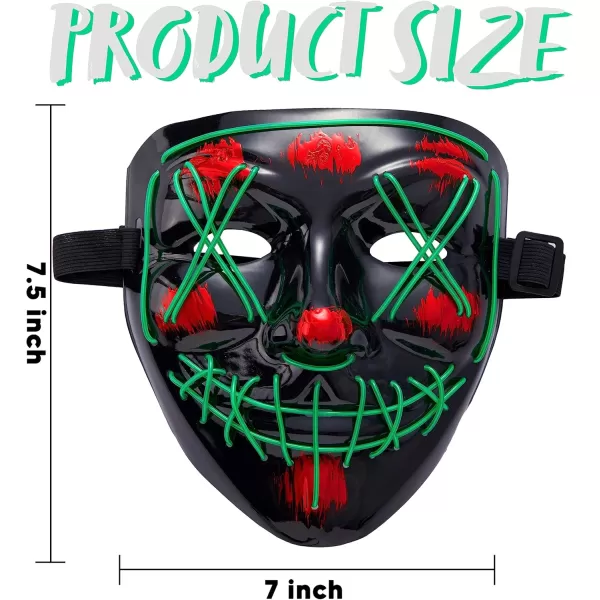 JOYIN Halloween Led Mask Light Up Scary Mask and Gloves for Cosplay Costume purple ampamp Green Glow in The Dark MaskGreen