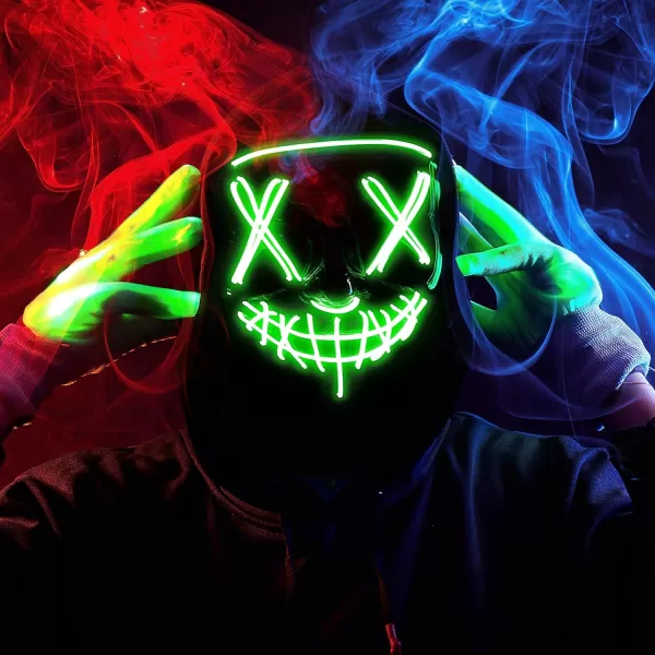 JOYIN Halloween Led Mask Light Up Scary Mask and Gloves for Cosplay Costume purple ampamp Green Glow in The Dark MaskGreen