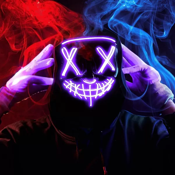JOYIN Halloween Led Mask Light Up Scary Mask and Gloves for Cosplay Costume purple ampamp Green Glow in The Dark MaskPurple