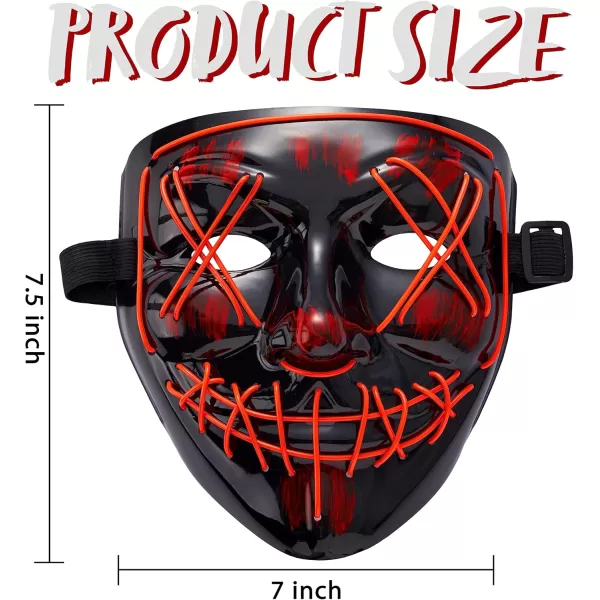 JOYIN Halloween Led Mask Light Up Scary Mask and Gloves for Cosplay Costume purple ampamp Green Glow in The Dark MaskRed