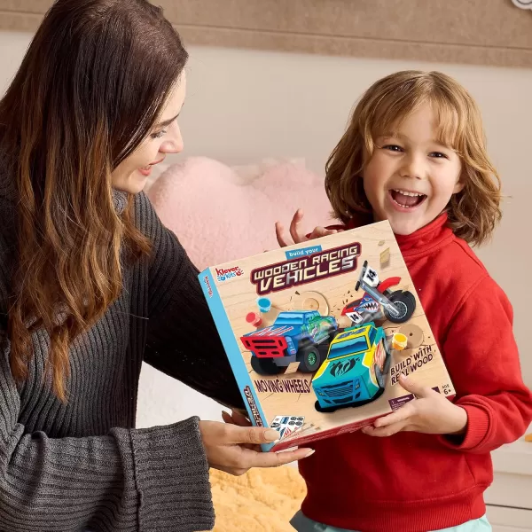 JOYIN Kids Craft Kit Build ampamp Paint Your Own Wooden Race Car Art ampamp Craft Kit DIY Toy Make Your Own Car Truck Toy Construct and Paint Craft Kit Presents for Kids