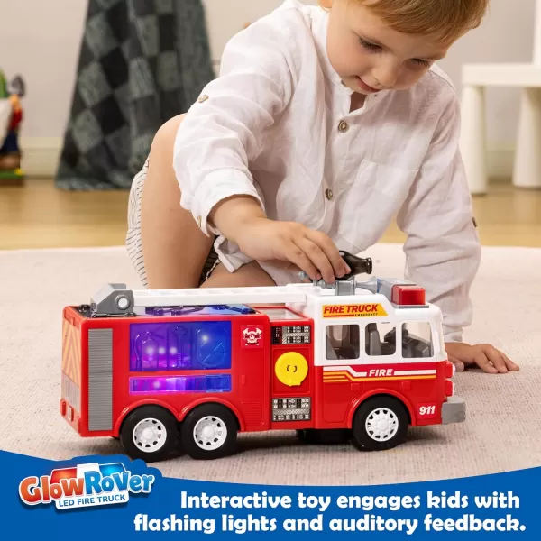 JOYIN LED Fire Truck Toy for Toddlers  LED Projections ampamp Sirens Bump and Go Fire Engine Trucks with Mode Switch ampamp Volume Control BoysampampGirls Firetruck Kids Birthday