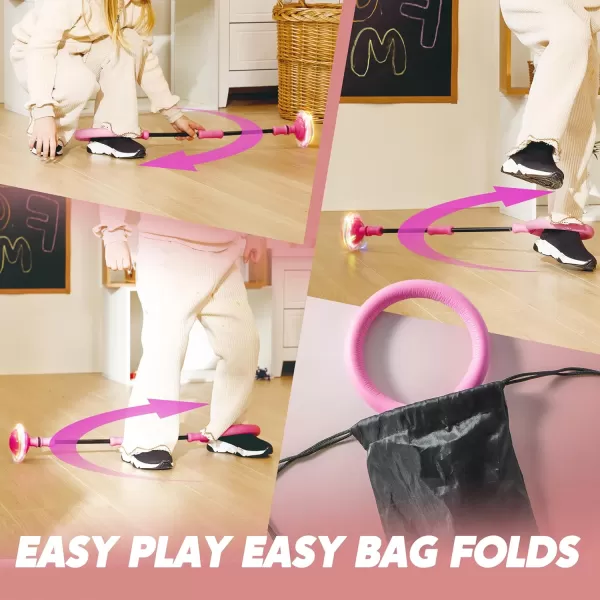 JOYIN Pink Ankle Skip Ball with Flashing Lights Skip it Toy for Kids Indoor ampamp Outdoor Flashing Swing Ball Foldable Sports Toy Birthday Gifts for Kids 3 4 5 