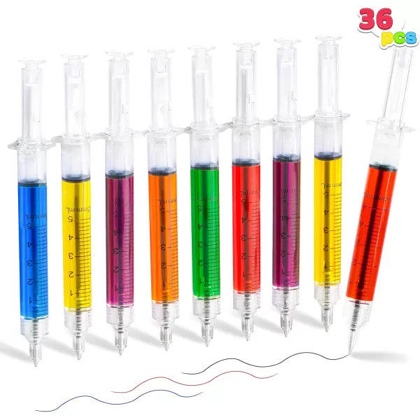 JOYIN Syringe Pens Bulk Party Favors 36pk Retractable Fun Nurse Pens Multi Color Novelty Pens Nursing School Supplies Halloween Party Favors