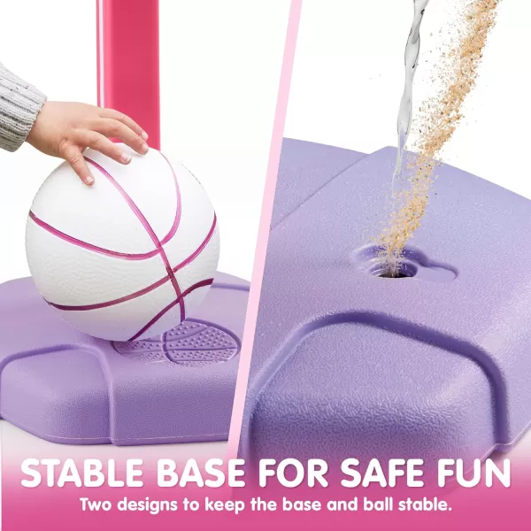 JOYIN Toddler Basketball Arcade Game Set Adjustable Basketball Goal with 4 Balls for Kids Indoor Outdoor Play Carnival Games Christmas Birthday Gift for Boys Girls Age 1 and Up  Air Pump IncludedPink and Purple
