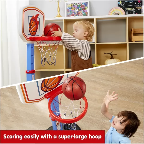 JOYIN Toddler Basketball Arcade Game Set Adjustable Basketball Goal with 4 Balls for Kids Indoor Outdoor Play Carnival Games Christmas Birthday Gift for Boys Girls Age 1 and Up  Air Pump IncludedBlue and Orange