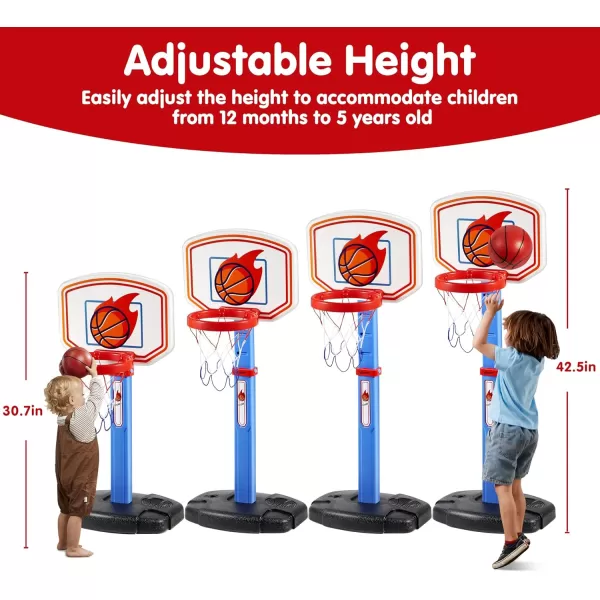 JOYIN Toddler Basketball Arcade Game Set Adjustable Basketball Goal with 4 Balls for Kids Indoor Outdoor Play Carnival Games Christmas Birthday Gift for Boys Girls Age 1 and Up  Air Pump IncludedBlue and Orange