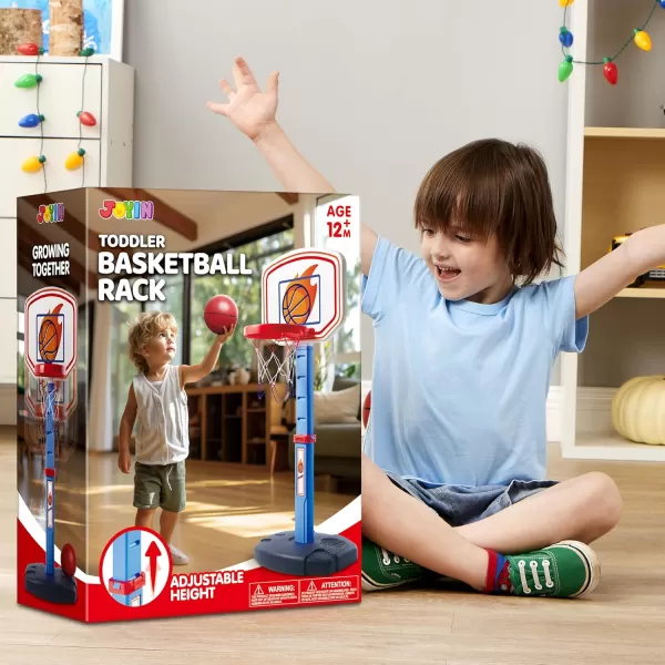 JOYIN Toddler Basketball Arcade Game Set Adjustable Basketball Goal with 4 Balls for Kids Indoor Outdoor Play Carnival Games Christmas Birthday Gift for Boys Girls Age 1 and Up  Air Pump IncludedBlue and Orange