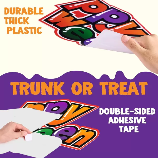 JOYIN Trunk Or Treat Car Decorations Kit for SUV Halloween Decorations Outdoor Decor Lollipops Candy Land Happy Halloween Balloons Car Stickers Door Archway Entryway Haunted House Banner Paper Fans