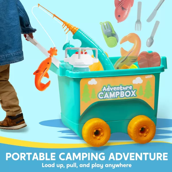 Kids Camping Set with Tent Camping Wagon Toy Toddler Adventure Playset for Boys Camping Gear Toys for Kids Indoor Outdoor Pretend Play Gift Idea for Boys Girls Age 3456 Year Old