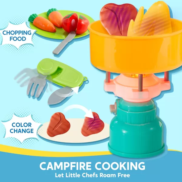 Kids Camping Set with Tent Camping Wagon Toy Toddler Adventure Playset for Boys Camping Gear Toys for Kids Indoor Outdoor Pretend Play Gift Idea for Boys Girls Age 3456 Year Old