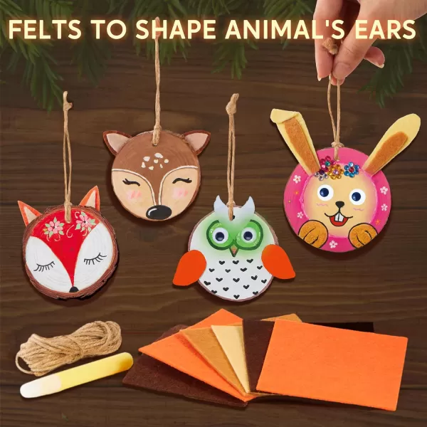 Klever Kits 16 pcs Wooden Painting KitGlow in The Dark Arts and Crafts for Kids Ages 612 Art Supplies with Felt Sheets Wood Slice Crafts for Boys Girls Birthday Party Gift