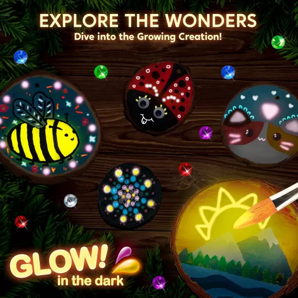 Klever Kits 16 pcs Wooden Painting KitGlow in The Dark Arts and Crafts for Kids Ages 612 Art Supplies with Felt Sheets Wood Slice Crafts for Boys Girls Birthday Party Gift