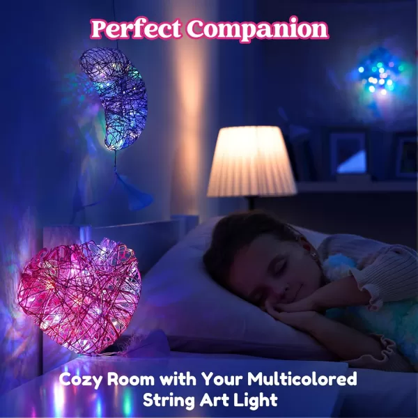 Klever Kits 3D String Art Kit for Kids Light Up String Light Toy with 30 MultiColored LED Bulbs Arts and Crafts Set Birthday Gifts for Girls and Boys Ages 6