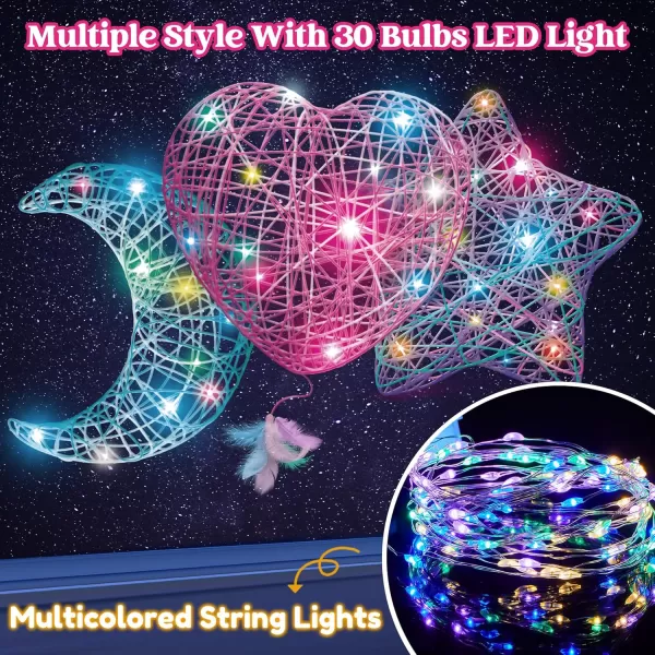 Klever Kits 3D String Art Kit for Kids Light Up String Light Toy with 30 MultiColored LED Bulbs Arts and Crafts Set Birthday Gifts for Girls and Boys Ages 6