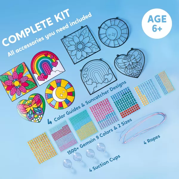 Klever Kits 4PCS Window Art Suncatcher Kits Fun Gem Painting Kits Diamond Art and Crafts for Boys Girls Great Crafts Gift for Kids Birthdays Christmas Ages 6 7 8