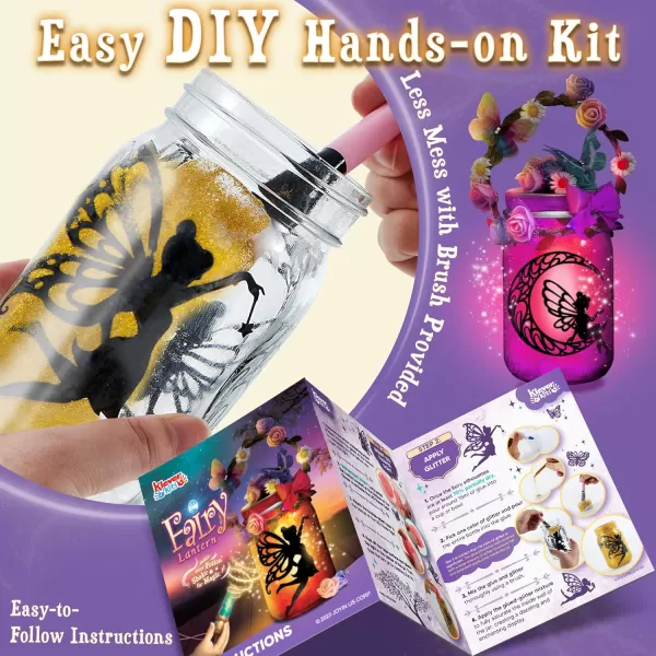 Klever Kits DIY Fairy Lantern Craft Kit  Birthday Gifts with Remote Control Fairy Potion Necklace 2in1 Jar Night Light Halloween Garden Creative Activities Fairy Toys Crafts for Girls Age 6