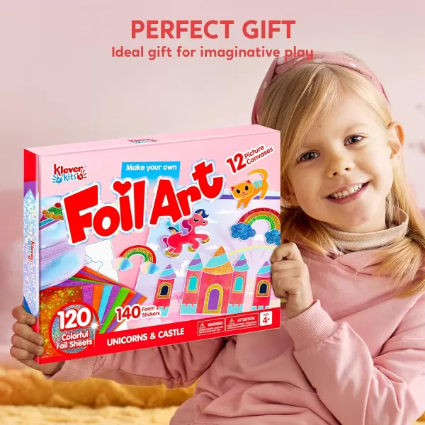 Klever Kits Foil Art Kit for Kids  Arts ampamp Crafts Supplies Mess Free Coloring Foil Foam Stickers Creative Travel Toys Birthday Gifts for Boys ampamp Girls Ages 4 and Up