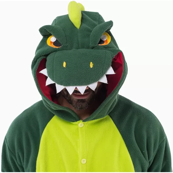 Spooktacular Creations Unisex Adult Pajama Dinosaur Halloween Jumpsuit Plush Dinosaur Halloween Costume Cosplay Themed Party