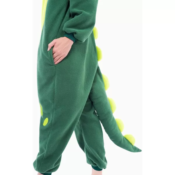 Spooktacular Creations Unisex Adult Pajama Dinosaur Halloween Jumpsuit Plush Dinosaur Halloween Costume Cosplay Themed Party