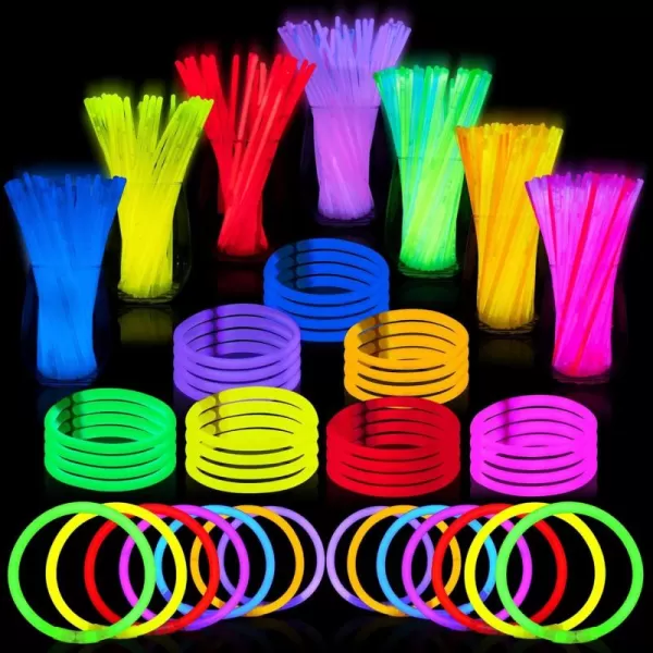 JOYIN 144 Pcs Glow Sticks Bulk 8quot Bracelets Necklaces Glow in the Dark Neon Easter FootballHalloween Party Supplies Pack