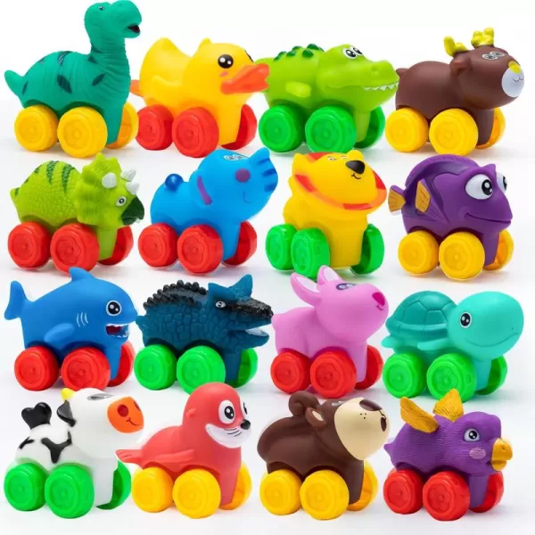 JOYIN Animal Cars Soft Rubber Car Set Toy Baby Mini Toy Vehicles Bath Toy Car for Boys and Girls Babies Christmas Birthday Gift Summer Beach and Pool Activity Party Favors for KidsAnimals