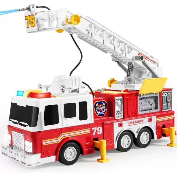 JOYIN Extra Large 33inch Ladder Fire Truck Toy for Kids 3  Lights Sirens Hose Pump