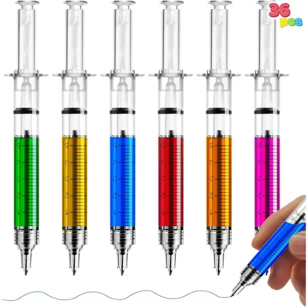 JOYIN Syringe Pens Bulk Party Favors 36pk Retractable Fun Nurse Pens Multi Color Novelty Pens Nursing School Supplies Halloween Party Favors