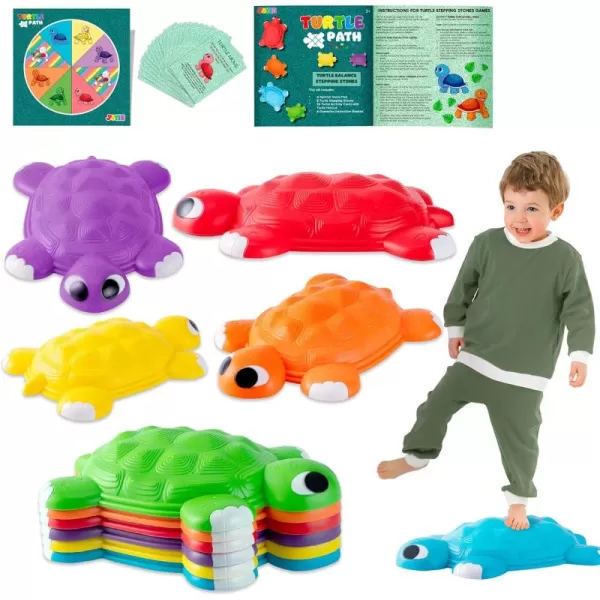 JOYIN Turtle Balance Stepping Stones 6 Pcs Kids Turtle Jumping Stones Steps Stones Up to 265 Ibs Toddler Obstacle Course Coordination Game Toys for Ages 3 Years and UP Indoor or Outdoor Play